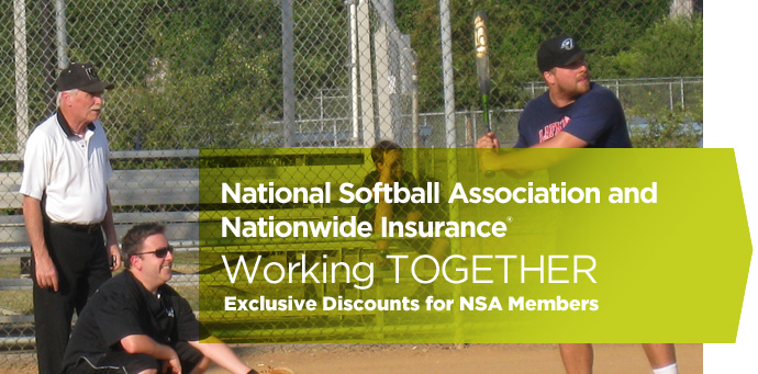 National Softball Association and Nationwide Insurance working together. Exclusive discounts for NSA members. National Softball Association and Nationwide Insurance working together. Exclusive discounts for NSA members.