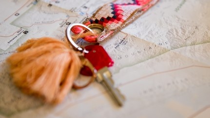 Key laying on a map