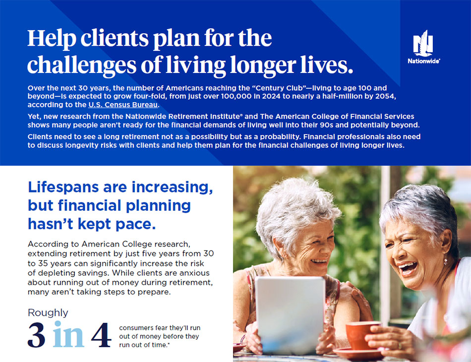 preview of an infographic titled Help clients plan for the challenges of living longer lives
