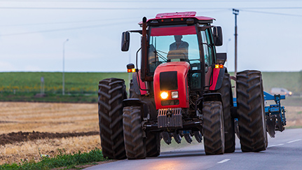farm equipment on rural road