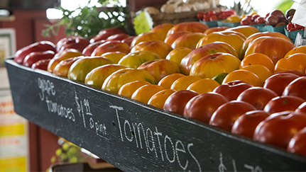 tomatoes in farm stand