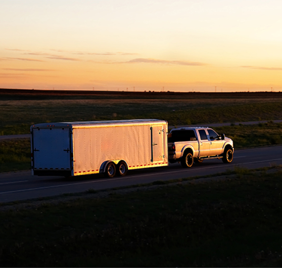 Pickup truck pulling a trailer