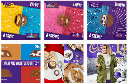 Cadbury assorted pictures of desserts