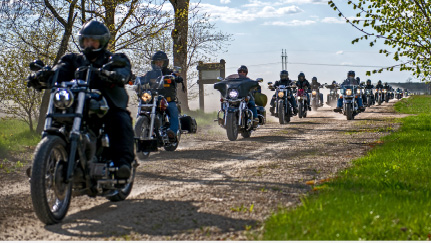 Motorcycle group riding