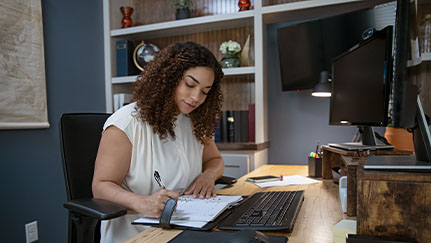woman working in her home office