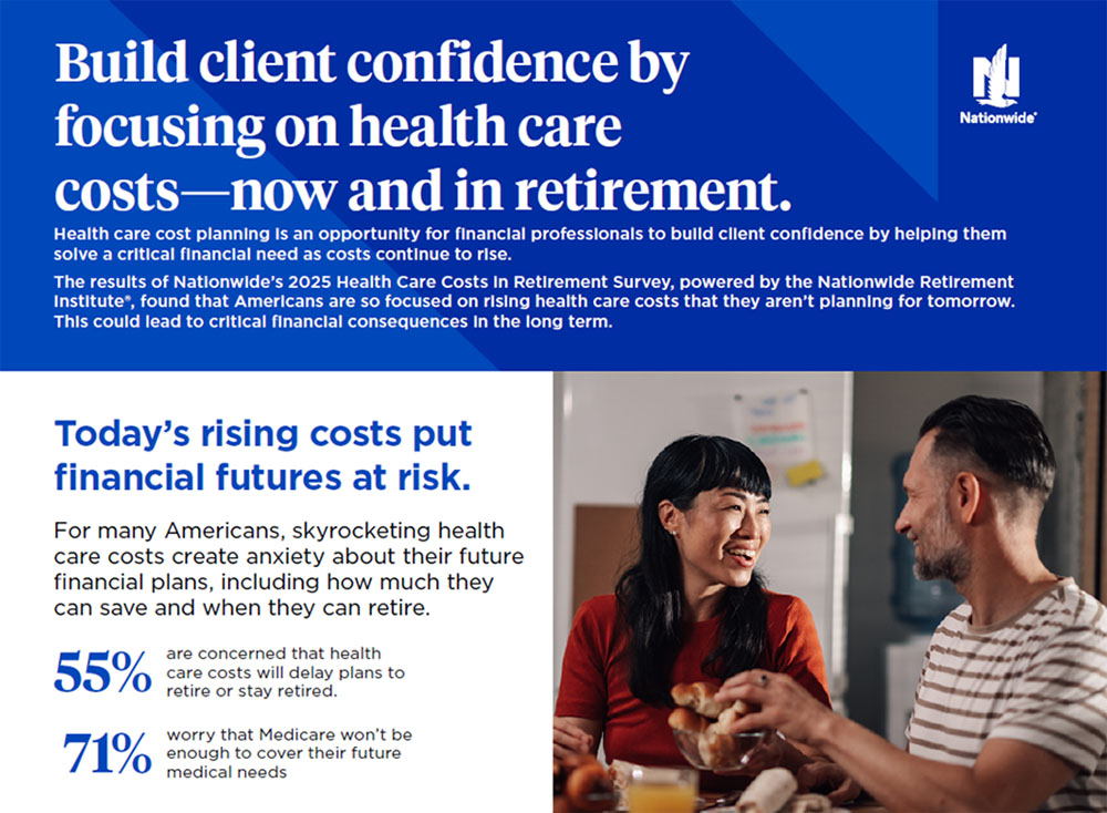 Preview of infographic titled 'Build client confidence by focusing on health care costs--now and in retirement'