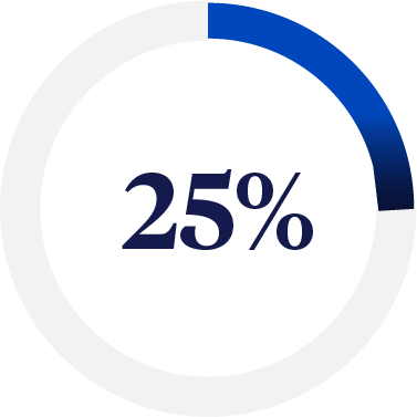 Donut chart showing 25%