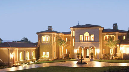 exterior of home with outside lights on