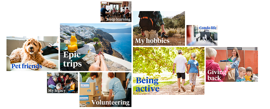 Sample vision-board of how someone would like to experience retirement