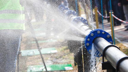 Construction site illustrating water damage prevention practices.