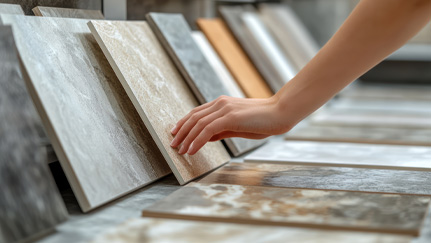 Flooring samples illustrating surface options for commercial spaces.