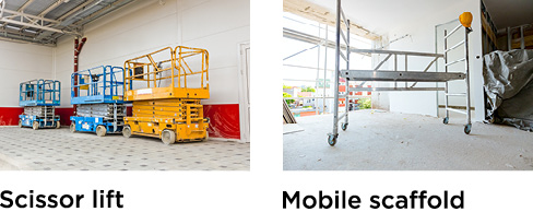 scissor lift and mobile scaffold