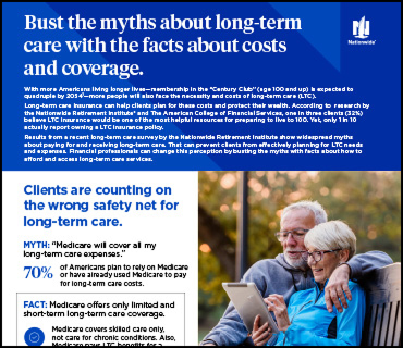 A thumbnail of an infographic that deubunks 4 myths about long-term care