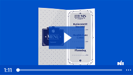 Video thumbnail shows an illustration of a menu with retirement income, health care costs and estate planning as the menu items.