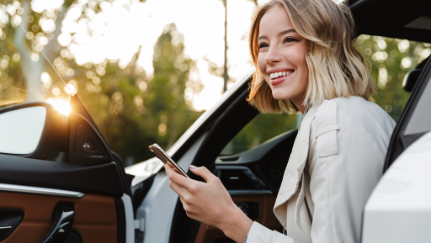 A woman driving her car